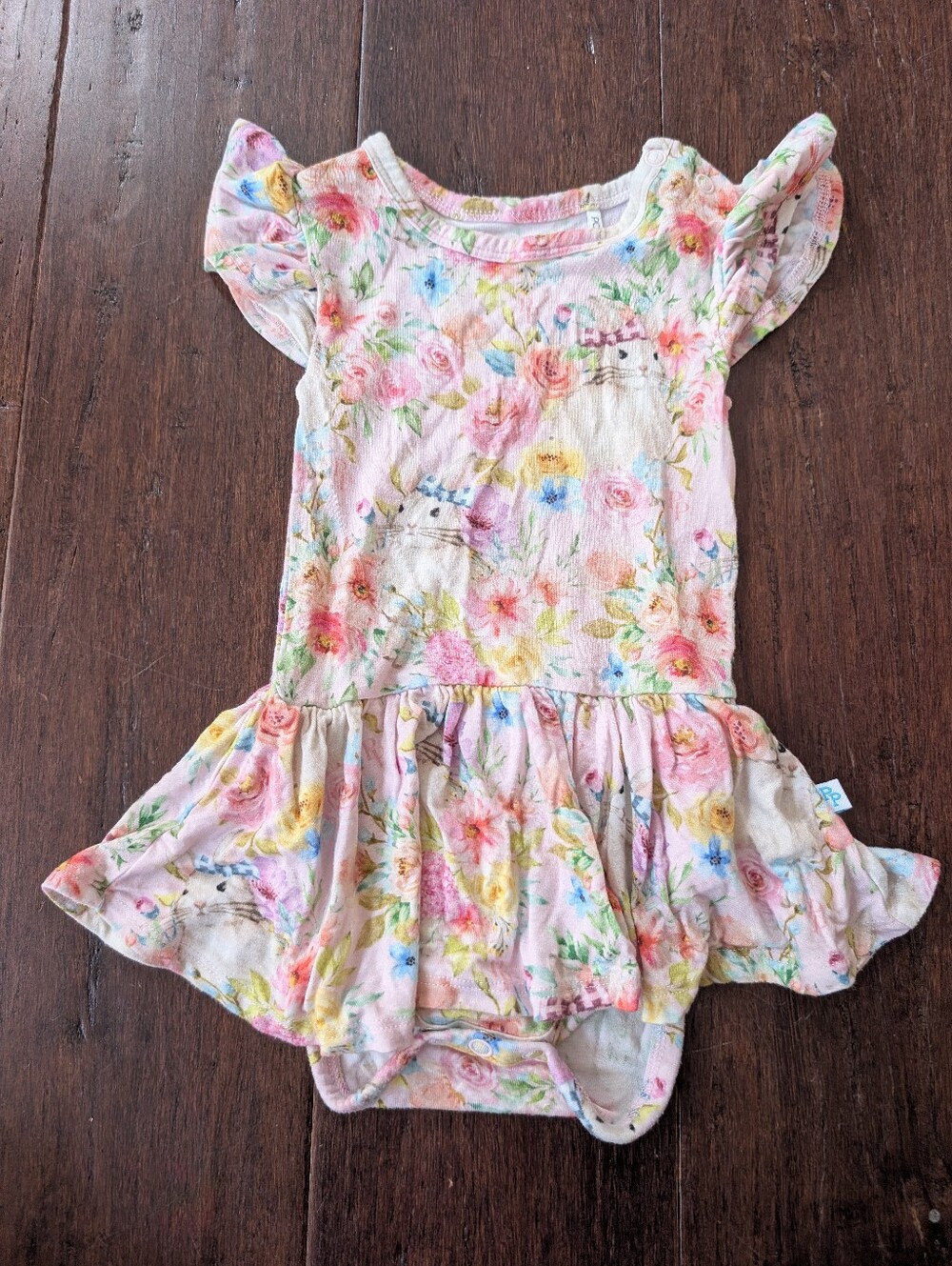Posh Peanut Easter Bunny Rosie Ruffle Floral Skirted Twirl Bodysuit 6-12 Months